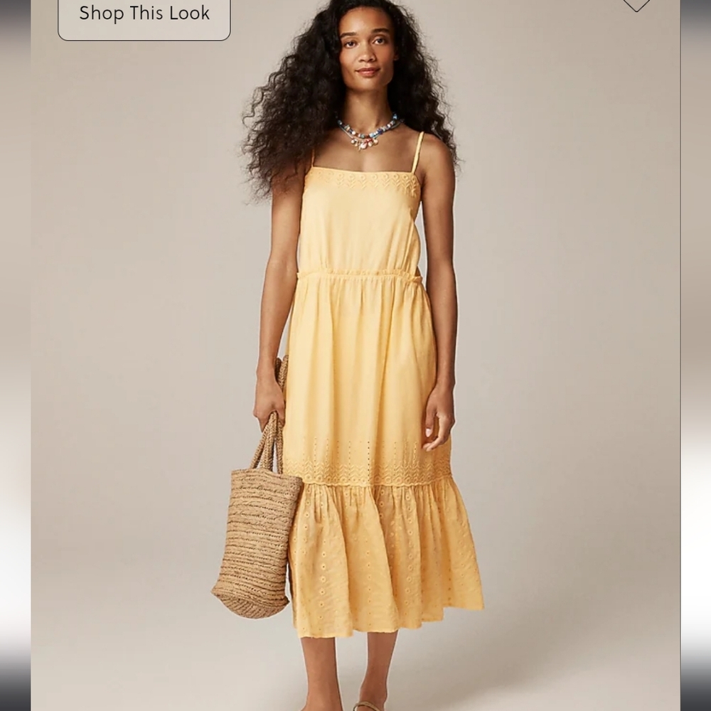 J Crew Sorrento dress cotton voile Banana Cream Yellow XL